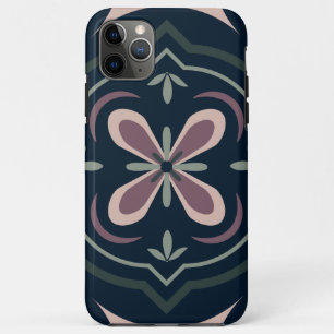 Capa Para iPhone 11 Pro Max azulejos geométricos florais de cores terrosas