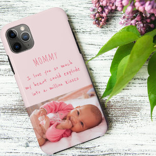 Capa Para iPhone 11 Pro Max Baby Girl Photo with Love You Message to Mamãe