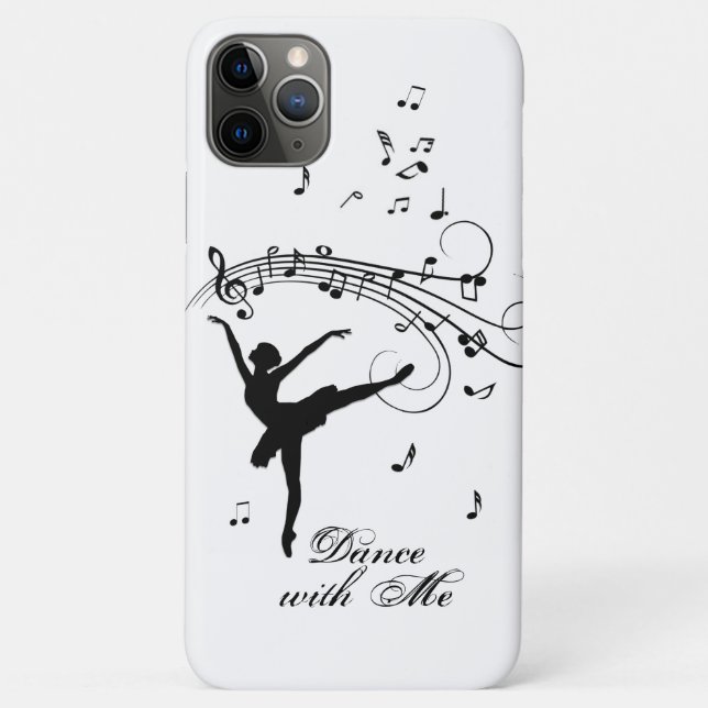 Capa Para iPhone 11 Pro Max Ballerina Dançando com Notas de Música (Verso)