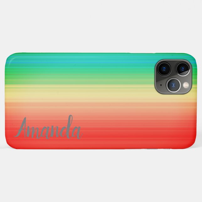Capa Para iPhone 11 Pro Max Bandas Azuis Amarelas Personalizadas (Verso (horizontal))