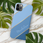 Capa Para iPhone 11 Pro Max Bandas de Arte Azul Escuras e Medianas Clássicas P<br><div class="desc">Capa de telefone de células estriadas de cor azul, cor azul, clara, média e escura. Com espaço para personalizar com um nome, monograma ou iniciais de sua escolha. Belo, moderno e legal cobrir para o motif motif motif motif motif motif motif, experiente e amante da arte, que quer proteger seu...</div>