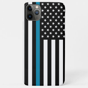 Capa Para iPhone 11 Pro Max Bandeira americana fina de Blue Line