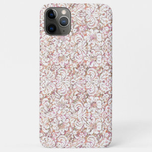 Capa Para iPhone 11 Pro Max Belo design floral vintage branco rosa adorável