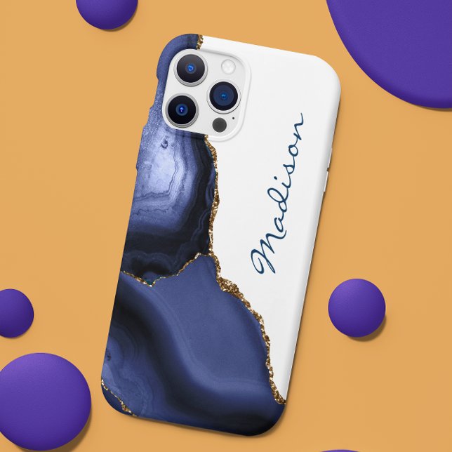 Capa Para iPhone 11 Pro Max Belo Marinho Azul Agate Personalizado (Criador carregado)