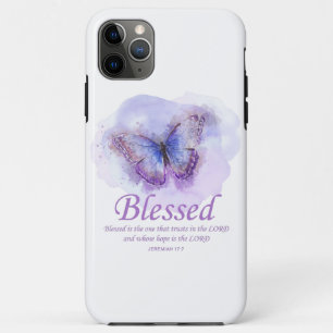 Capa Para iPhone 11 Pro Max Bíblia cristã de mulher Verse Butterfly:Abençoado