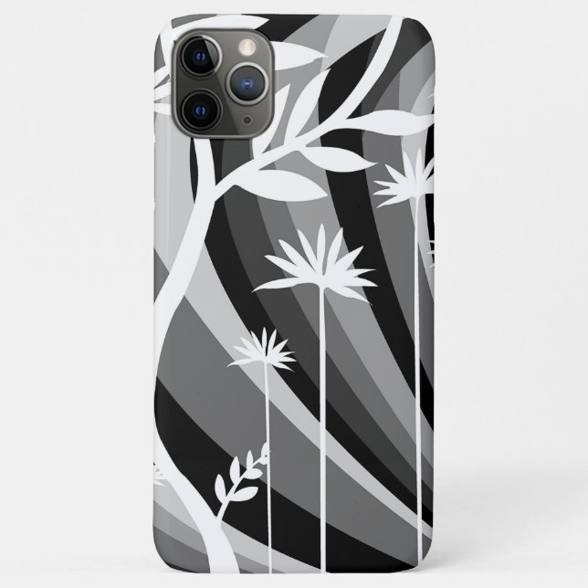 Capa Para iPhone 11 Pro Max Black and White Botanical Illustration Curved Back (Verso)
