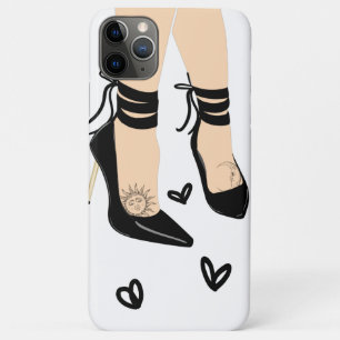 Capa Para iPhone 11 Pro Max Black Strappy High Heels Sun Moon Girly Chic
