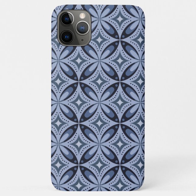 Capa Para iPhone 11 Pro Max Blue Geometric Pattern Retro Style (Verso)