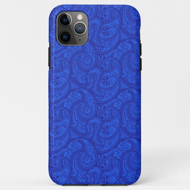 Capa Para iPhone 11 Pro Max Blue Paisley (Verso)