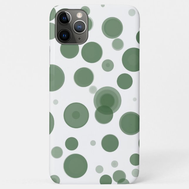 Capa Para iPhone 11 Pro Max Bolhas de Pontos Polka Verde e Branco Minimalista (Verso)