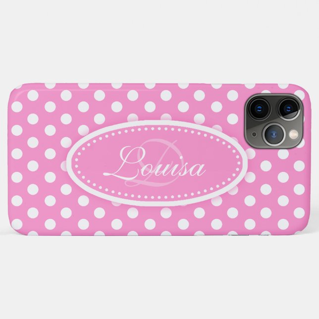 Capa Para iPhone 11 Pro Max Bolinhas denominada rosa suave (Verso (horizontal))