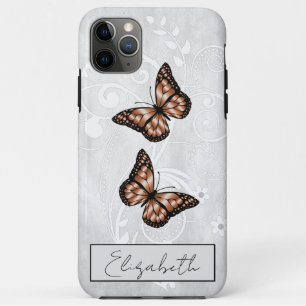 Capa Para iPhone 11 Pro Max Borboletas de cobre brilhantes