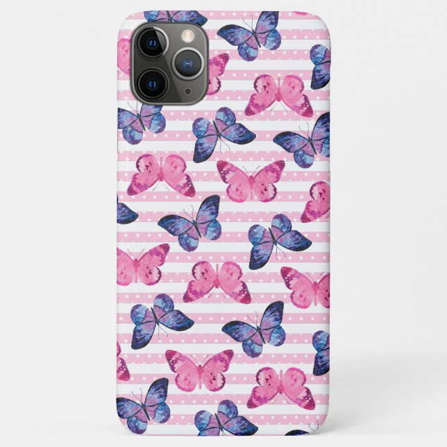 Capa Para iPhone 11 Pro Max Borboletas Rosa Fofas (Verso)