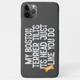 Capa Para iPhone 11 Pro Max Boston Terrier Incline a Cabeça Citação Divertida 