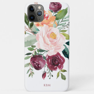 Capa Para iPhone 11 Pro Max Botânica Rustic Watercolor com Monograma