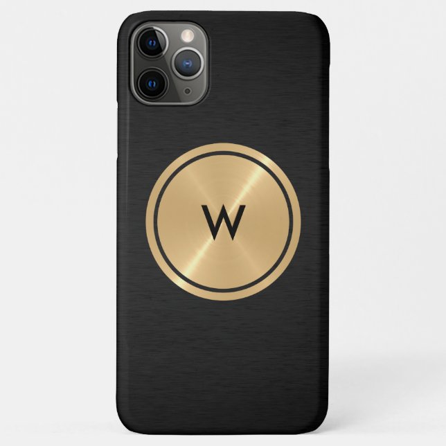 Capa Para iPhone 11 Pro Max Botão Dourado e metal preto sem manchas (Verso)