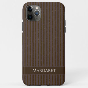 Capa Para iPhone 11 Pro Max Brilho marrom Monograma Inicial Moderno Minimali
