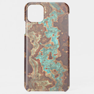 Capa Para iPhone 11 Pro Max Brown Aqua Turquoise Green Geode Art