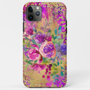 Capa Para iPhone 11 Pro Max Buquê de flor de aquarela rosa com framboesa