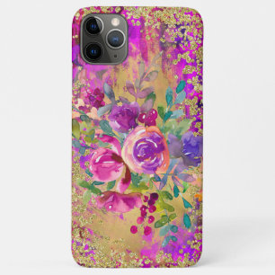 Capa Para iPhone 11 Pro Max Buquê de flor de aquarela rosa com framboesa
