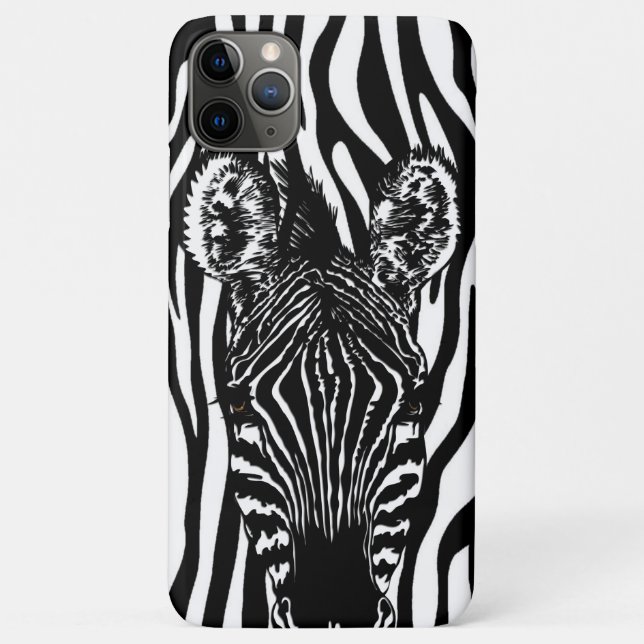 Capa Para iPhone 11 Pro Max Cabeça de Zebra Única em Estampa de Zebra (Verso)