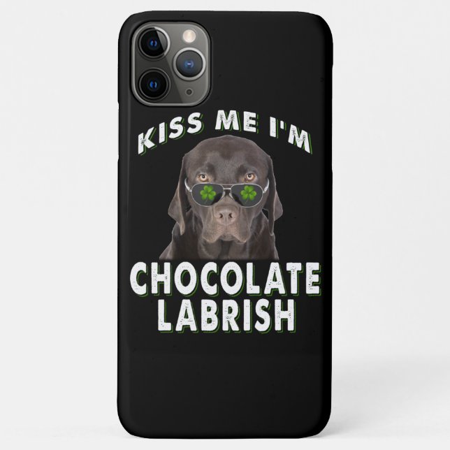 Capa Para iPhone 11 Pro Max Cachorro | Beije-me Sou Chocolate Labrish (Verso)