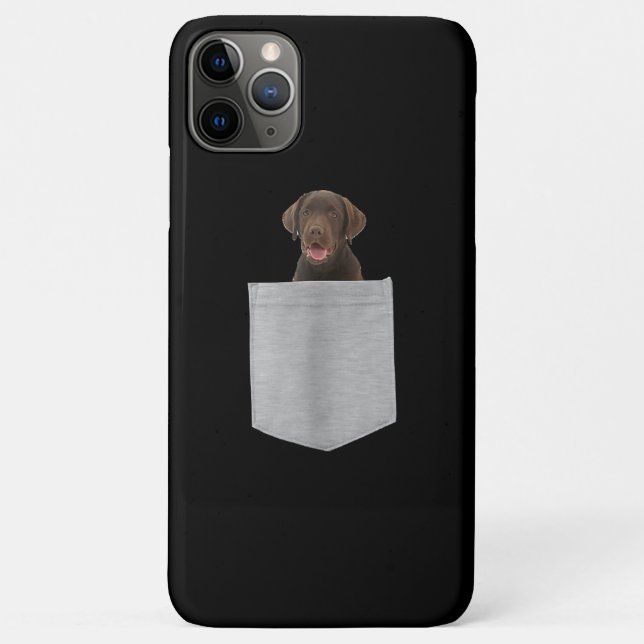 Capa Para iPhone 11 Pro Max Cachorro | Bolso De Chocolate Labrador (Verso)