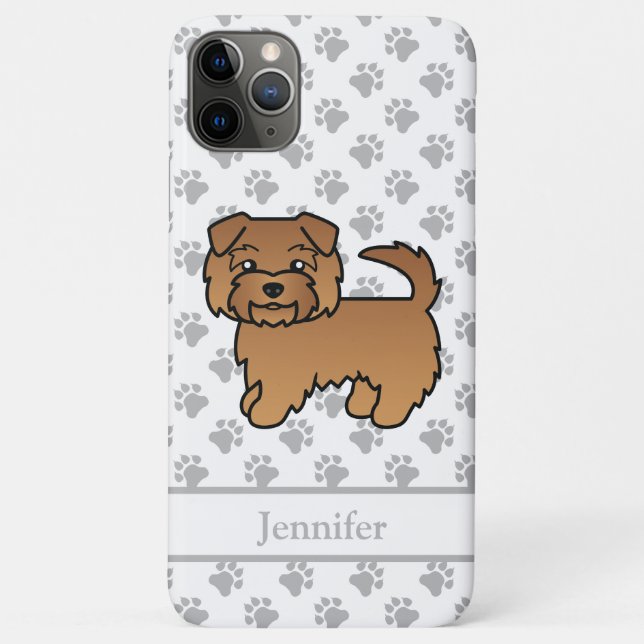 Capa Para iPhone 11 Pro Max Cachorro Cartoon Norfolk Terrier Vermelho & Nome (Verso)