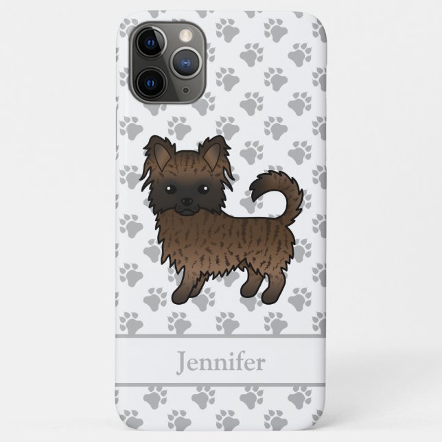 Capa Para iPhone 11 Pro Max Cachorro de desenho animado Chihuahua com pelo lon (Verso)