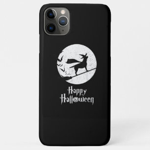 Capa Para iPhone 11 Pro Max Cachorro Feliz Vassoura-de-bruxa do Halloween