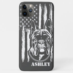 Capa Para iPhone 11 Pro Max Cachorro Patriota Americano Boston Terrier Bandeir
