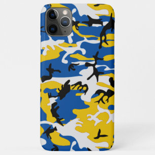 Capa Para iPhone 11 Pro Max Camo azul e amarelo