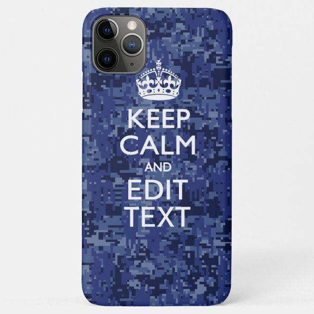 Capa Para iPhone 11 Pro Max Camo Digital Azul CONTINUA A CALMAR O Texto (Verso)