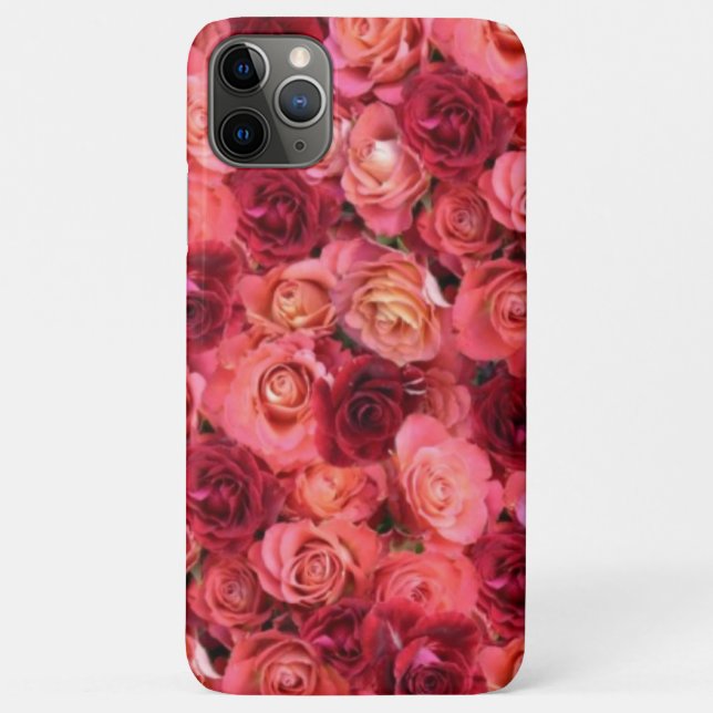 Capa Para iPhone 11 Pro Max CAMPO DE ROSA VERMELHA DE TINTA, Falso (Verso)