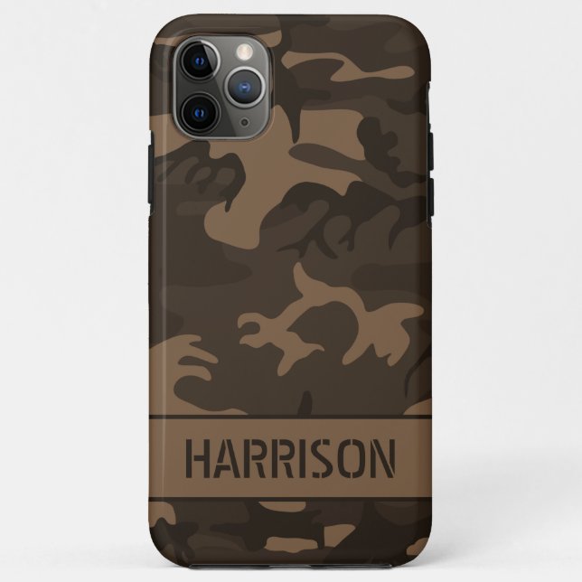 Capa Para iPhone 11 Pro Max Camuflagem Marrom (Verso)
