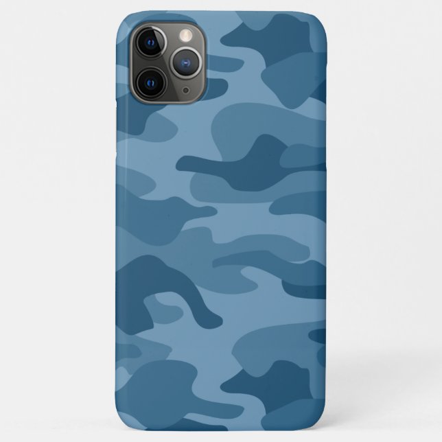 Capa Para iPhone 11 Pro Max Camuflagem Monocor Aço Azul (Verso)
