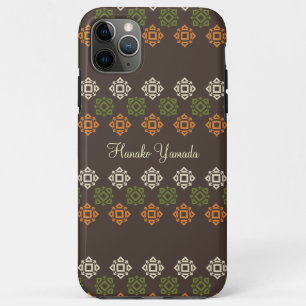 Capa Para iPhone 11 Pro Max Cartão de visita de Padrão Marrom Quadrado Retroat