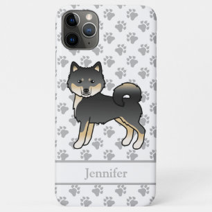 Capa Para iPhone 11 Pro Max Cartoon Malamute Preto E Tan