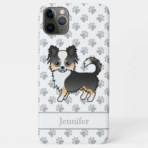 Capa Para iPhone 11 Pro Max Casaco Chihuahua Cartoon Black Tri Long - Cachorro