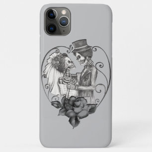 Capa Para iPhone 11 Pro Max Casal de Amor de Esqueleto Dança de Casamento