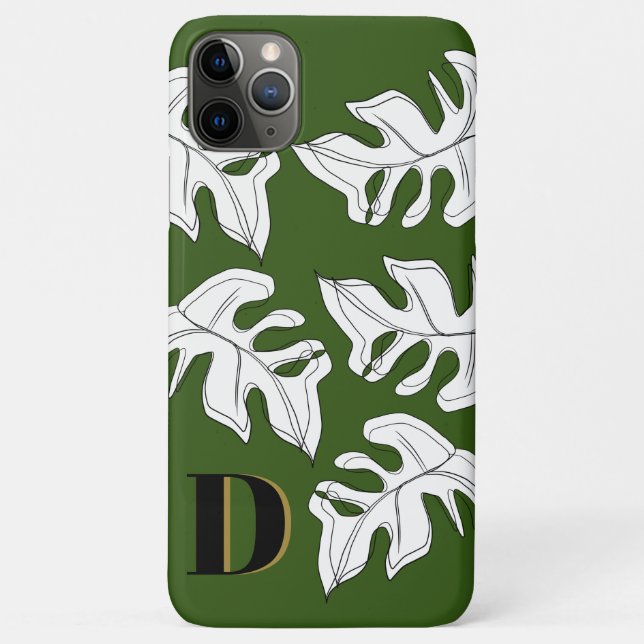 Capa Para iPhone 11 Pro Max Casamento Botânico de Monstera Black White (Verso)