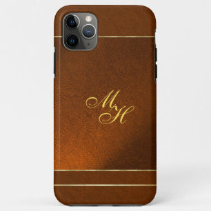Capa Para iPhone 11 Pro Max Caso Brown Elegante com suas Iniciais
