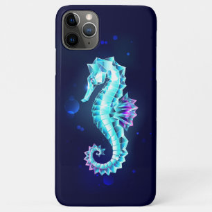 Capa Para iPhone 11 Pro Max Cavalo de Gelo Cristal em Fundo Azul