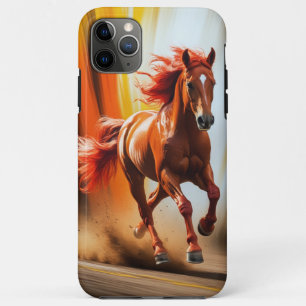 Capa Para iPhone 11 Pro Max Cavalo em Fuga Ardente – Arte de Energia Dinâmica