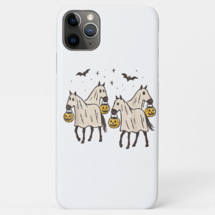 Capa Para iPhone 11 Pro Max Cavalos Fantasmas Fofos no Halloween Doces ou Trav