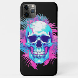 Capa Para iPhone 11 Pro Max Caveira Floral em Estilo Vaporwave