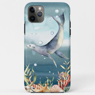 Capa Para iPhone 11 Pro Max Cena Submarina Legal Aquática do Leão do Mar