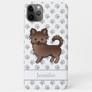 Capa Para iPhone 11 Pro Max Chocolate Casaco Chihuahua Cartoon Cão e Nome