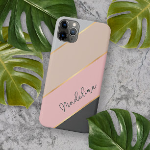 Capa Para iPhone 11 Pro Max Cinza Personalizado Pastel Coral Rubor Pêssego Ros