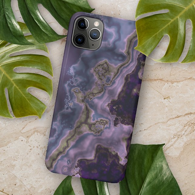Capa Para iPhone 11 Pro Max Cinza Violeta Roxa Castanho Arte Marble (Criador carregado)